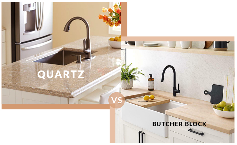 quartz countertops vs butcher block