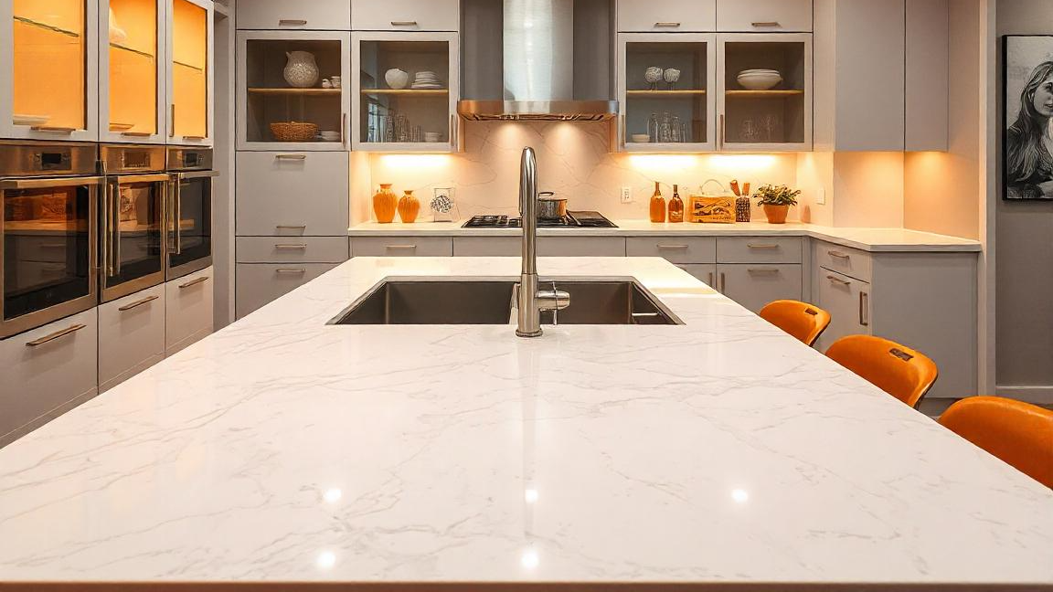 White and Gray Quartz Countertops